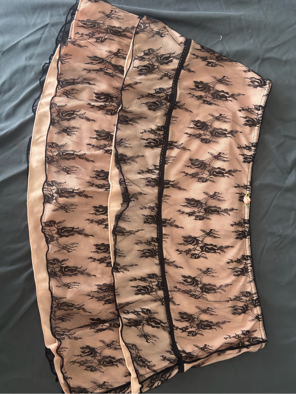 Sheer Black Lace Overlay Nude Bandeau - Women Intimates